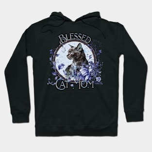 Mother's Day Blessed Cat Mom Mystic Blue Hoodie